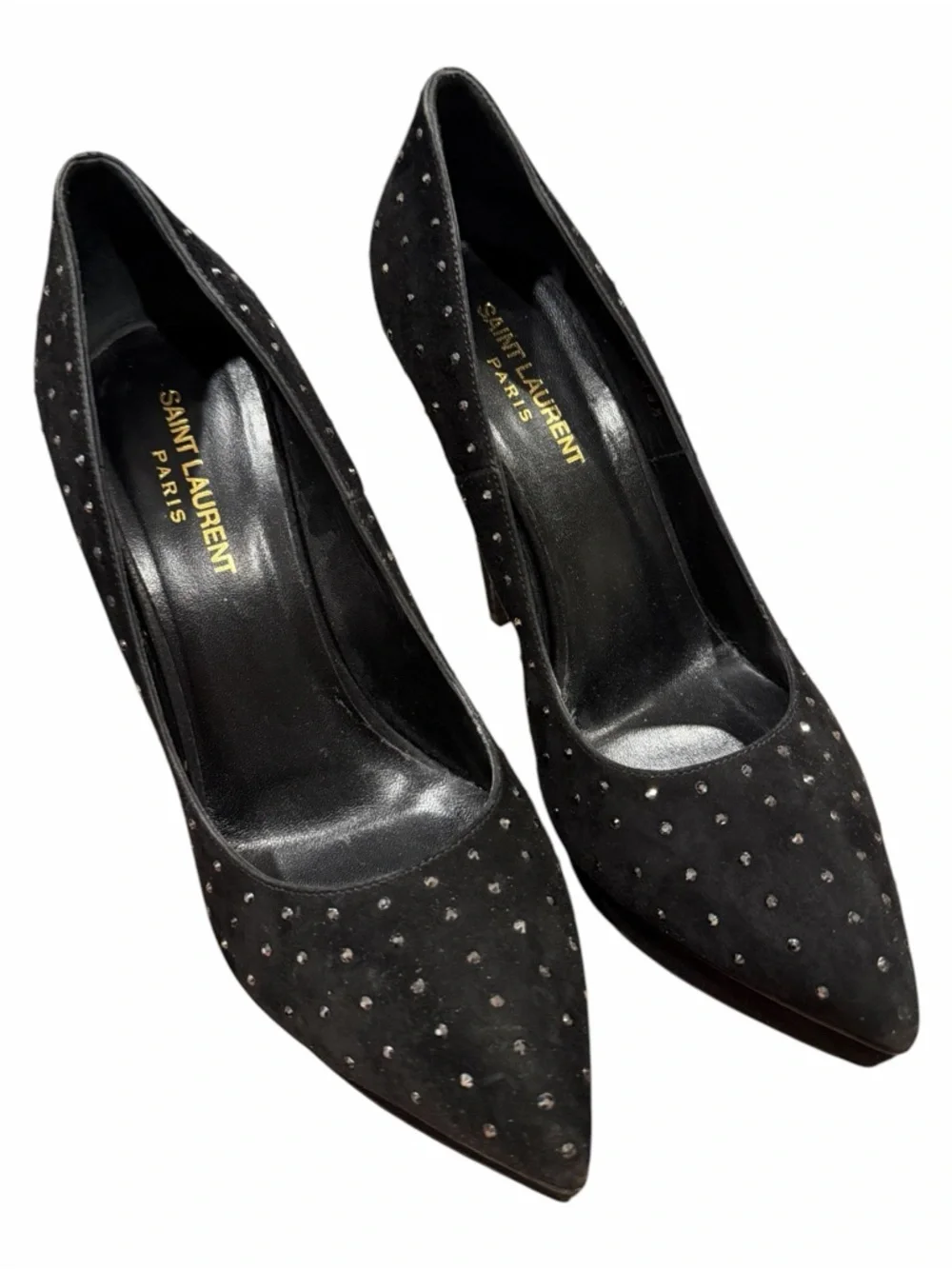 Saint Laurent Black Studded Suede Stiletto Pumps - Picture 8 of 10